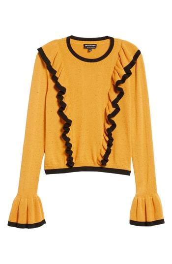 Women's The Fifth Label Transcript Ruffle Sweater, Size - Yellow