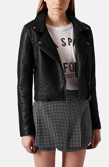 Topshop 'scarlet' Faux Leather Biker Jacket