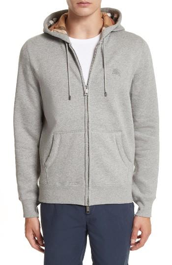 Men's Burberry Claredon Fit Zip Hoodie, Size Small - Grey