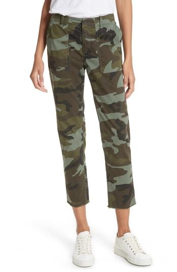 Women's Nili Lotan Jenna Camo Print Crop Pants - Green