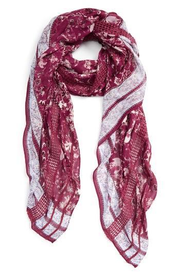 Women's Hinge Dream Floral Lace Wrap, Size - Burgundy