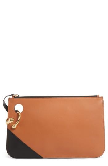 J.w.anderson Pierce Colorblock Leather Clutch - Brown