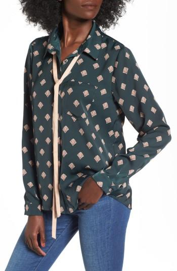 Women's L'academie The Classic Velvet Blouse - Blue/green