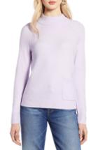 Women's Halogen Mock Neck Pocket Sweater, Size - Purple