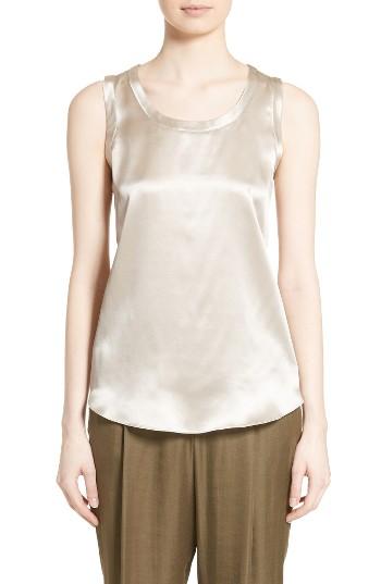 Women's Lafayette 148 New York Perla Reversible Silk Blouse, Size - Green