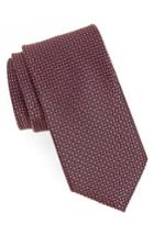 Men's Nordstrom Purquet Pin Dot Silk Tie, Size X-long - Orange