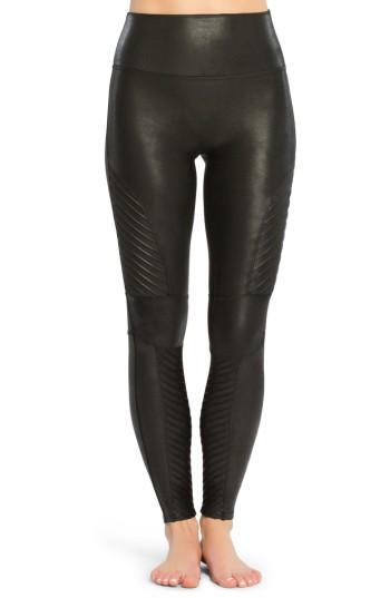 Women's Spanx Faux Leather Moto Leggings - Black