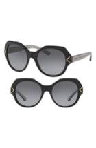Women's Tory Burch 53mm Polarized Gradient Geometric Sunglasses - Black/ Silver