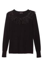 Women's Vince Camuto Feather Collar Sweater - Black