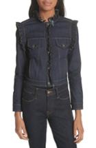 Women's Cinq A Sept Allegra Ruffle Trim Denim Jacket - Blue