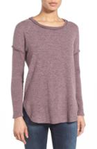 Women's Bobeau Rib Long Sleeve Fuzzy Top - Purple