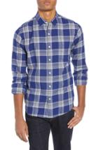 Men's Bonobos Brushed Button Down Slim Fit Plaid Sport Shirt R - Blue