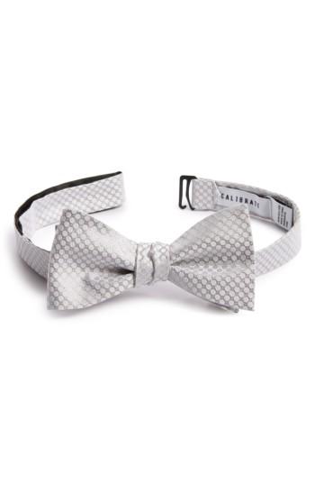 Men's Calibrate Pop Dot Silk Bow Tie, Size - White