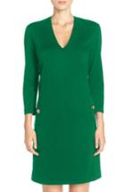 Women's Eliza J Button Pockets Ponte A-line Dress - Green