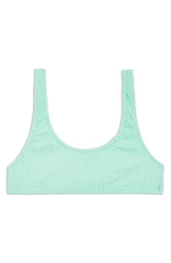 Women's Topshop Shirred Crop Bikini Top Us (fits Like 0-2) - Green