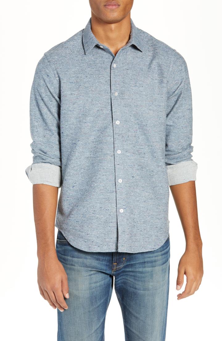 Men's Jeff Brussels Slim Fit Long Sleeve Sport Shirt - Blue