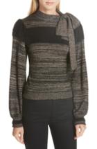 Women's Ulla Johnson Fabia Tie Neck Cashmere Blend Sweater, Size - Black