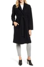Women's Fleurette Teddy Wool Wrap Coat - Black