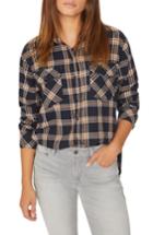 Women's Sanctuary Boyfriend For Life Stretch Cotton Plaid Shirt - Black