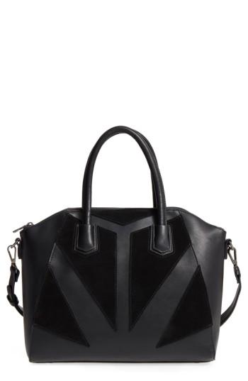 Sole Society Rosamund Faux Leather And Faux Suede Satchel - Black