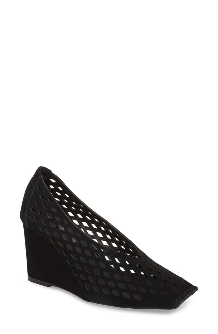 Women's Jeffrey Campbell Vanira Perforated Wedge .5 M - Black