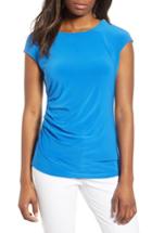 Women's Chaus Zip Shoulder Stretch Jersey Top - Blue