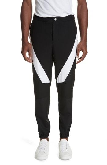 Men's Versus Versace Diagonal Insert Wool Pants Eu - Black