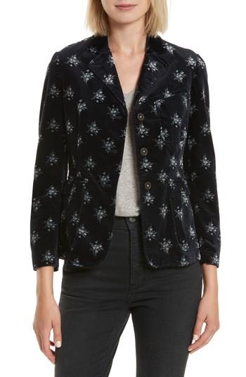 Women's Rebecca Taylor Celeste Print Velvet Jacket - Blue