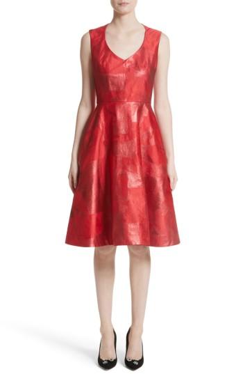 Women's Rubin Singer Metallic Jacquard Party Dress - Red