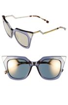 Women's Fendi 52mm Cat Eye Sunglasses - Blue/ Grey