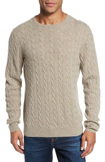 Men's Nordstrom Men's Shop Cashmere Cable Knit Sweater - Brown