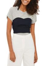 Women's Topshop Lace-up Corset Top Us (fits Like 0) - Blue