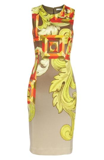 Women's Versace Collection Geometric Scroll Print Sheath Dress Us / 40 It - Yellow