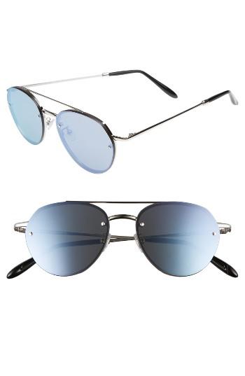 Women's Spektre Sorpasso 53mm Round Aviator Sunglasses - Silver/ Lilac Mirror