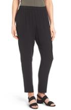 Petite Women's Eileen Fisher Slouchy Silk Crepe Ankle Pants P - Black