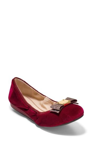 Women's Cole Haan 'tali' Bow Ballet Flat .5 B - Red