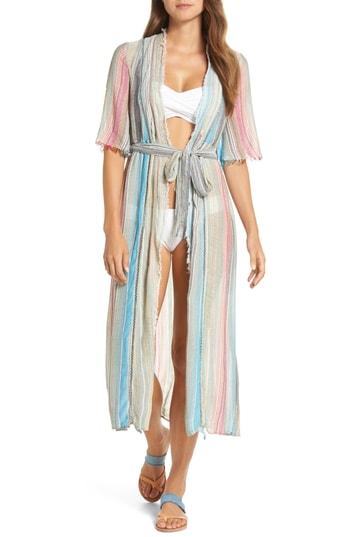 Women's Elan Tie Front Cover-up Dress - Blue/green