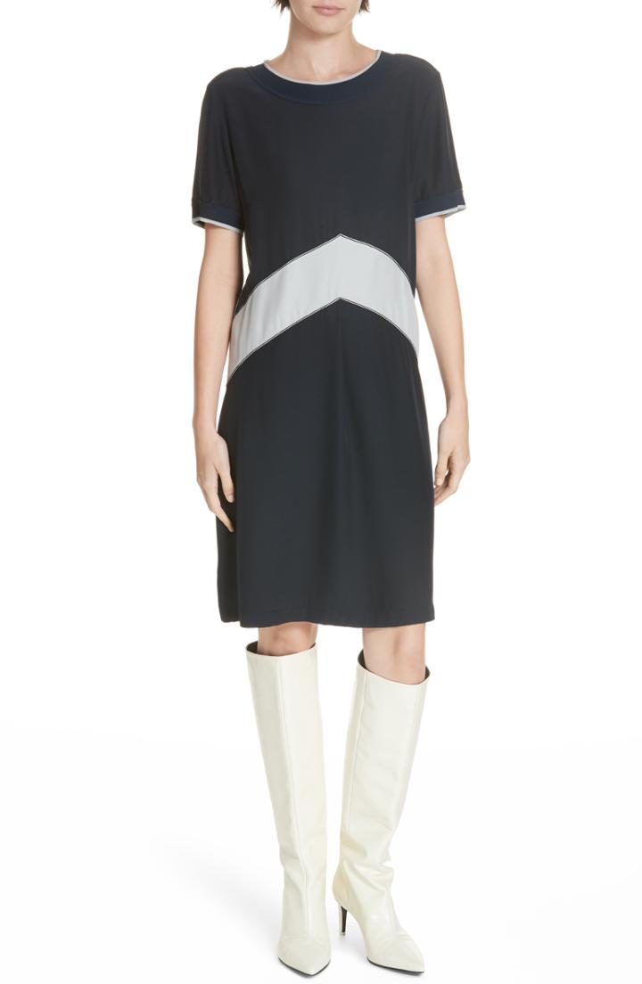 Women's Rag & Bone Hannah Chevron Stripe Silk Shift Dress - Black