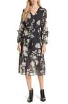 Women's Dolan Ruffled Floral Midi Dress - Black