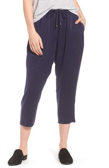 Women's Eileen Fisher Slouchy Silk Crop Pants, Size - Blue