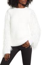 Women's Endless Rose Fuzzy Knit Sweater - White