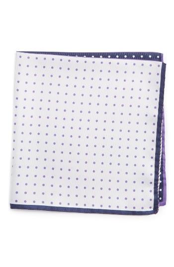 Men's Nordstrom Men's Shop Four Panel Dot Silk Pocket Square, Size - Purple