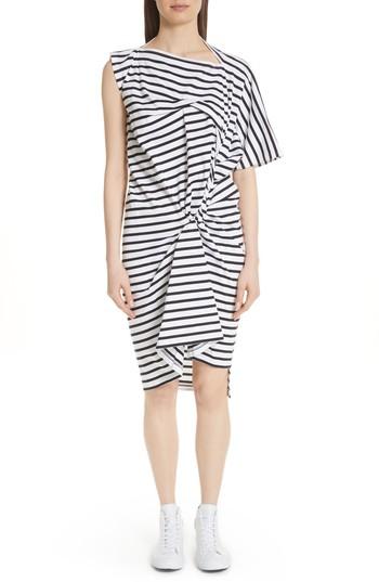 Women's Junya Watanabe Asymmetrical Stripe Dress - White