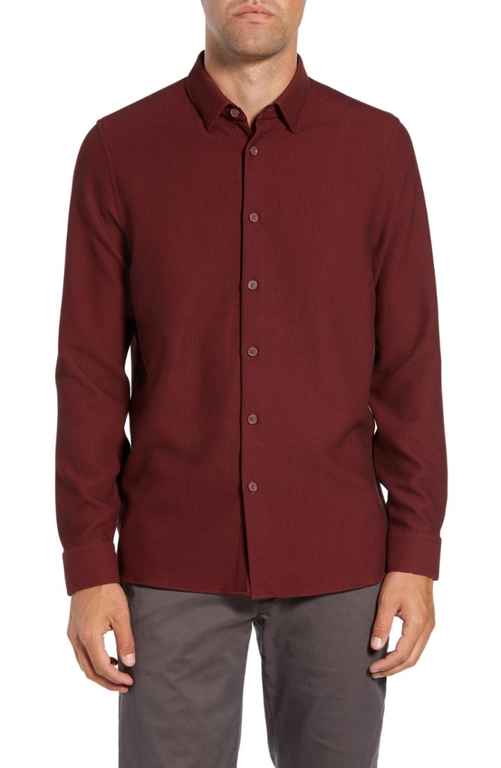 Men's Ted Baker London Piccatt Extra Slim Fit Stretch Solid Sport Shirt (l) - Red