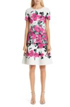 Women's St. John Collection Vibrant Blooming Jacquard Fit & Flare Dress - Beige