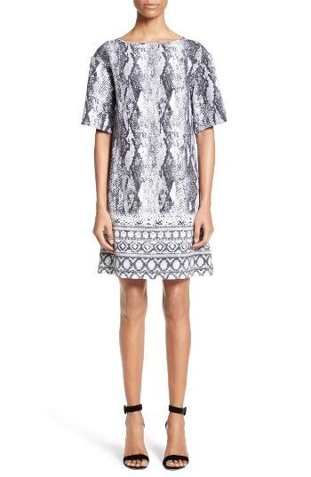 Women's St. John Collection Raja Snakeskin Print Stretch Silk Dress
