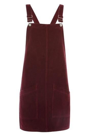 Women's Topshop Corduroy Pinafore Dress Us (fits Like 2-4) - Burgundy