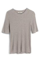Women's Madewell Flounce Sleeve Ribbed Sweater Tee - Grey
