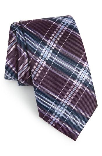 Men's Nordstrom Men's Shop Classic Plaid Silk Tie, Size - Purple
