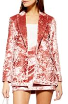 Women's Topshop Bonded Velvet Jacket Us (fits Like 0) - Pink
